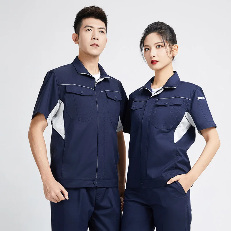 Dust Proof Bamboo Fiber Breathable Work Clothing Set Wear Resistant Electrical Worker Uniforms Auto Repairman Engineer Work Suit