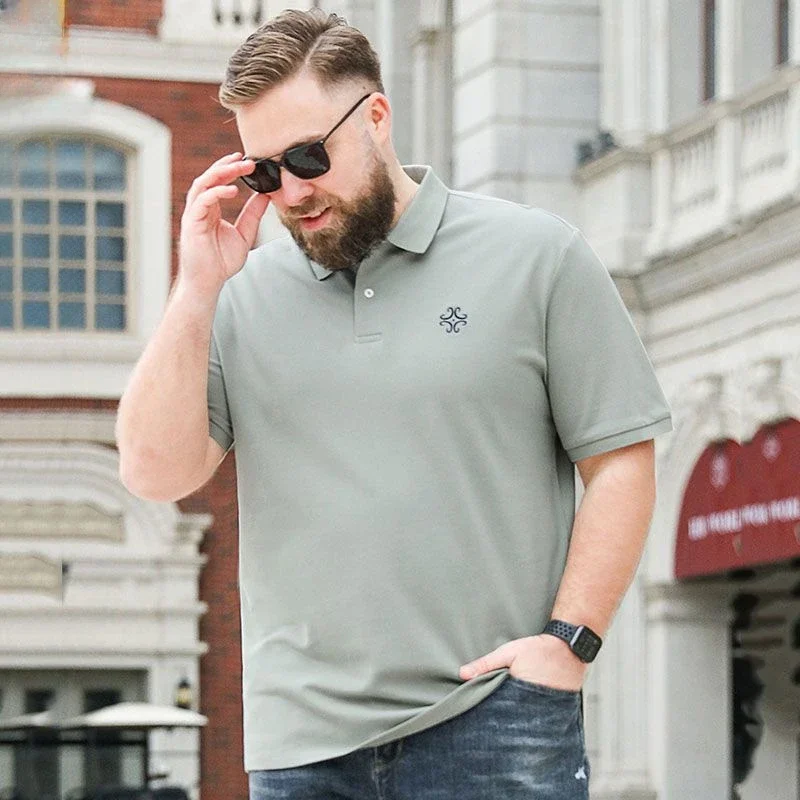 

Large Size Men Clothing Business Leisure Short Sleeve Solid Color Fashion Embroidery POLO Shirt New Summer Male T-shirts