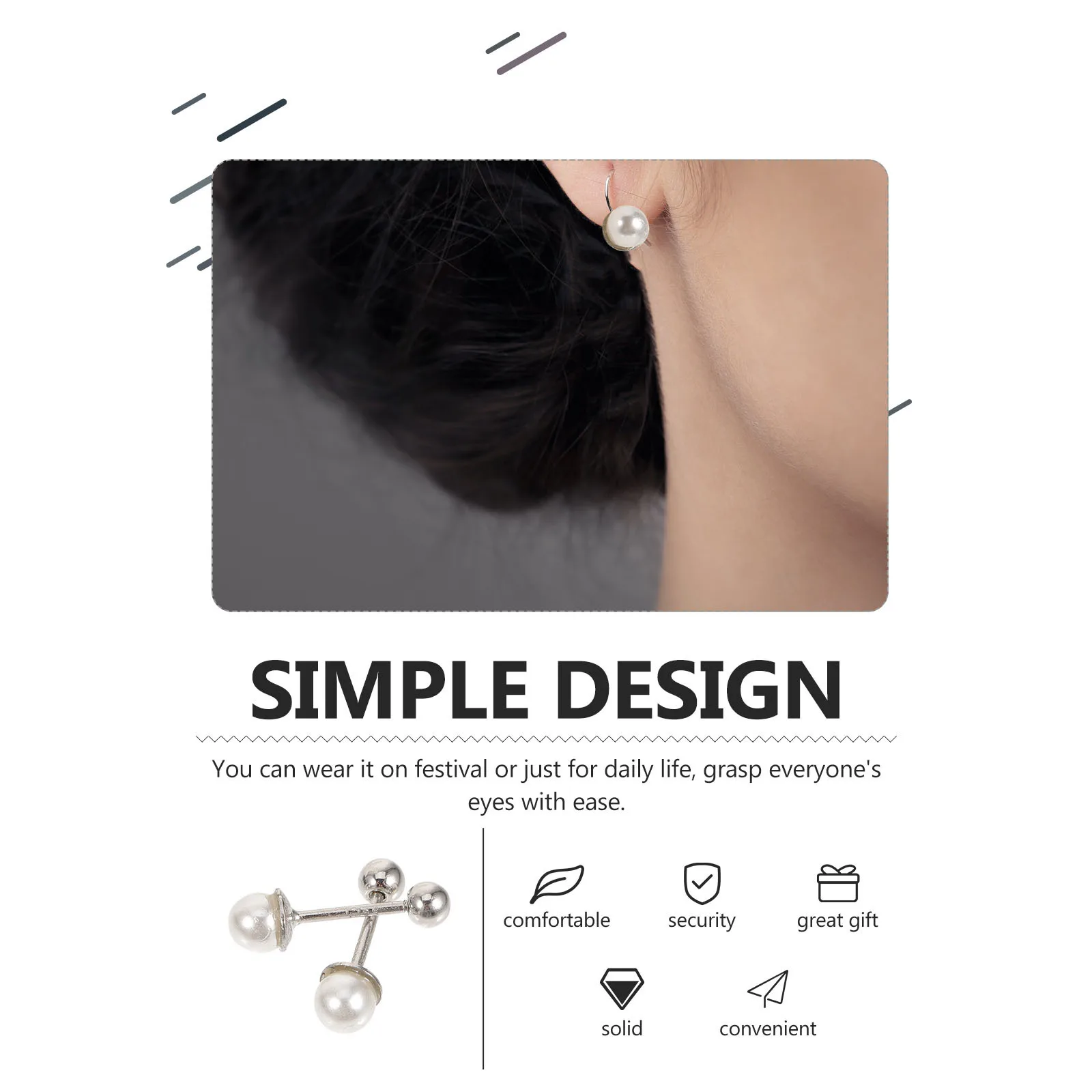 

1Pair Pearl Earrings for Women Classic Round Studs Comfortable Lightweight Suitable for All Occasions Fashion Tragus Jewelry