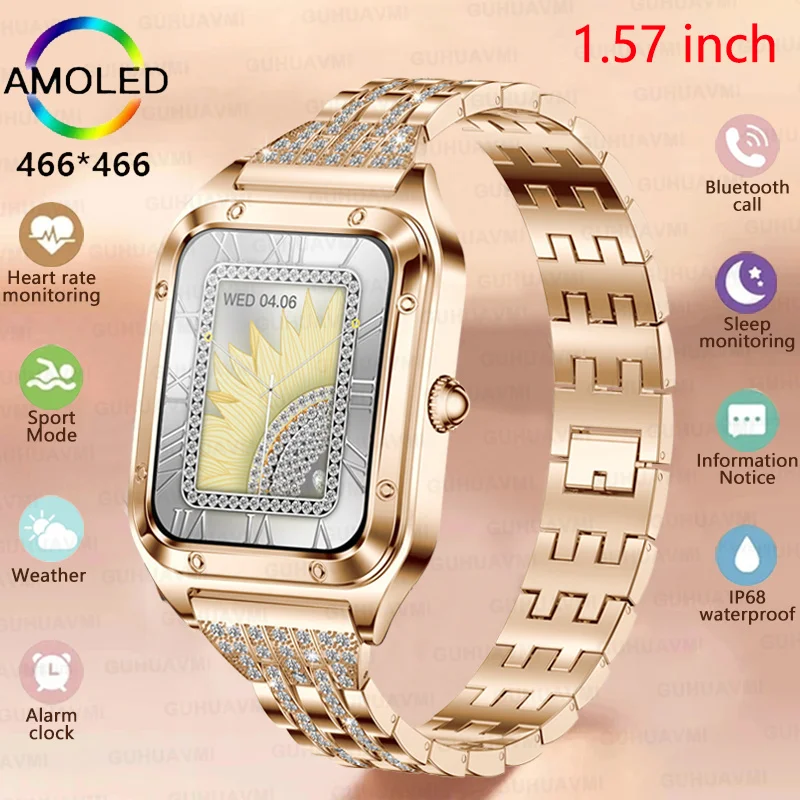 

2024New Ultra Thin Smart Watch For Women Full Touch Screen Bluetooth Call IP68 Waterproof Sports Fitness Tracker Lady Smartwatch