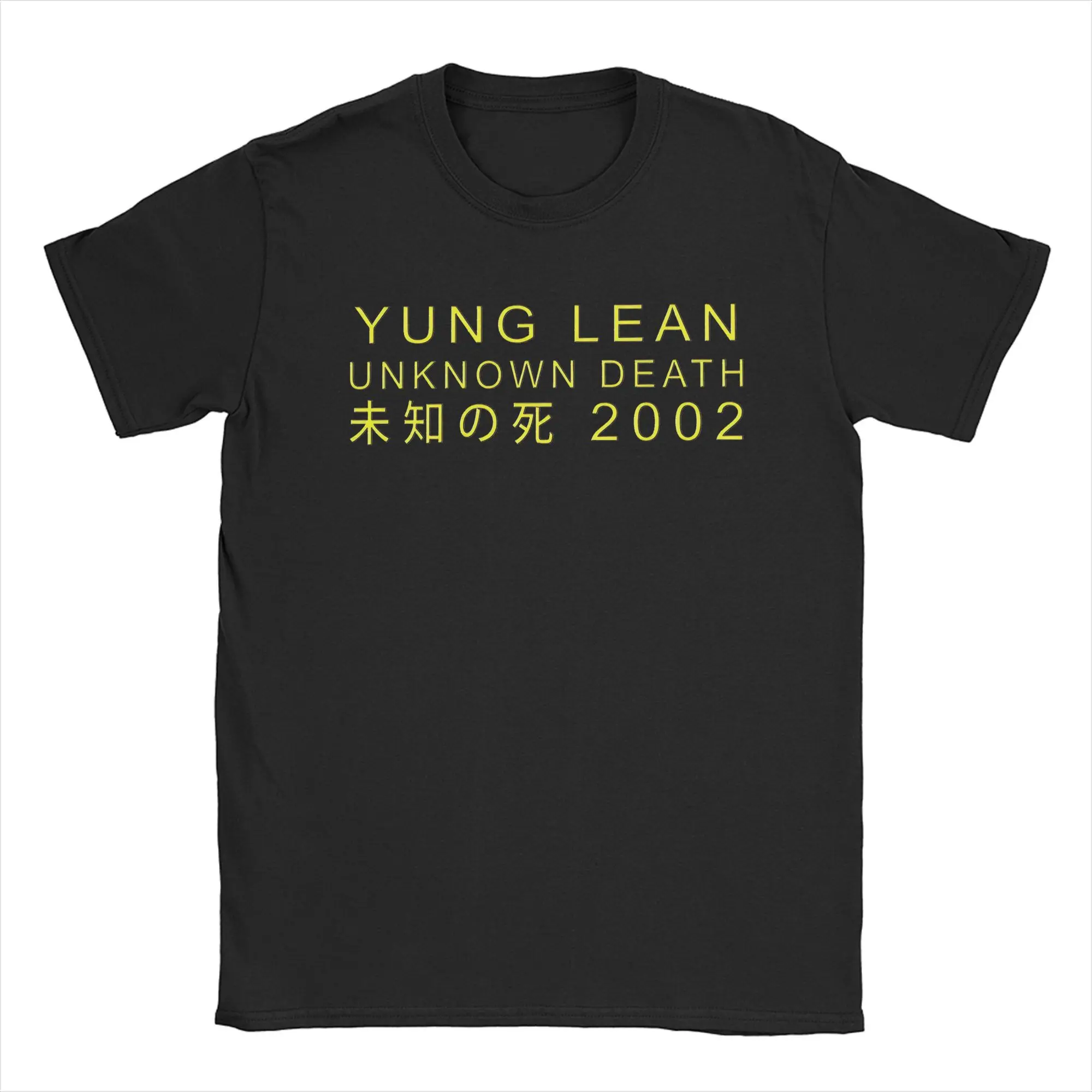 Yung Lean Unknown Death 2002 Yellow T Shirts Men's Cotton Vintage T-Shirts O Neck Album Tour Tee Short Sleeve Clothes Plus Size