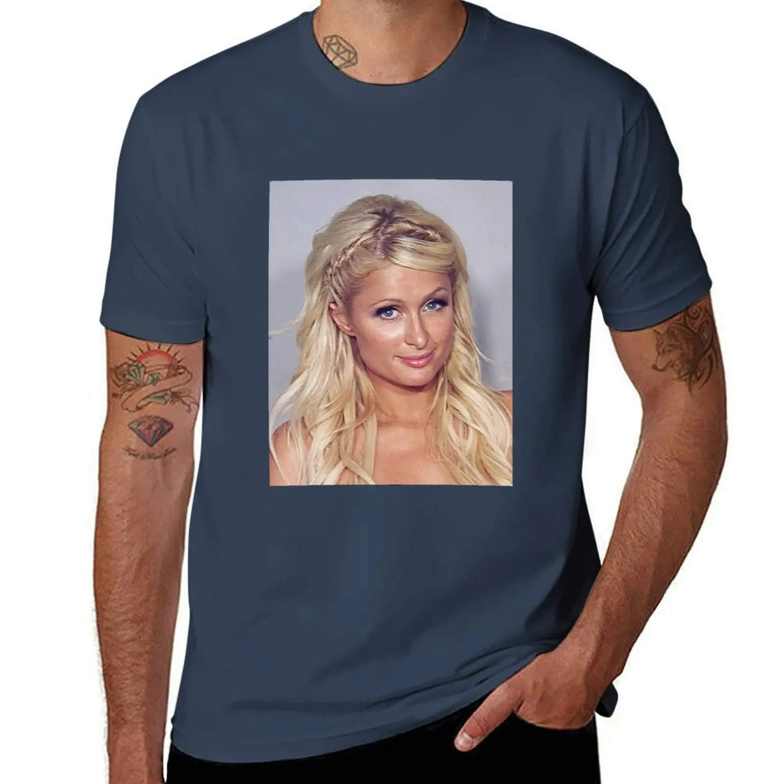 

Paris Hilton mugshot T-Shirt Outdoor Work Short Sleeve Top