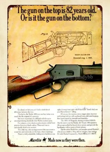 1975 firearm MARLIN 1894 Lever Action Rifle gun ammo metal tin sign beach home