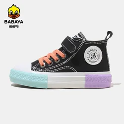 Babaya Children's Shoes High Top Canvas Boys Casual Shoes 2024 Autumn New Girls Breathable Board Shoes