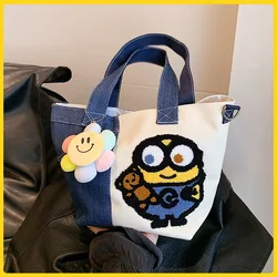 Minions Crossbody Bag for Women Canvass Handbag Cute Cartoon Minion Embroidered Shoulder Bags Storage Pouch Girl Gift Anime Toy