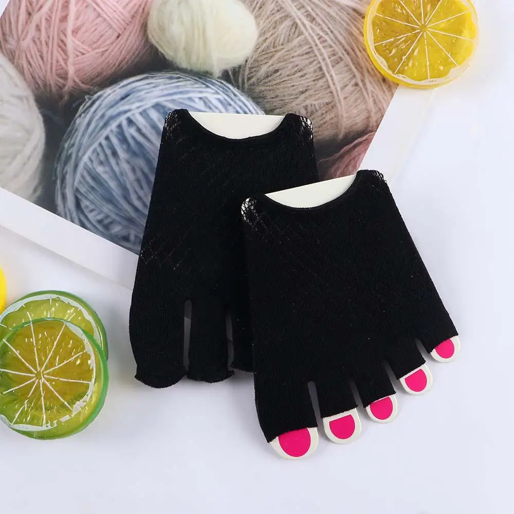 Breathable Thin Mesh Non-slip Summer Cotton Open Toe Socks Sock Slippers Half Palm Socks image 3