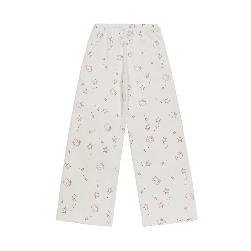 Sweetie Hello Kitty Stars-Pantalon à Jambes Larges pour Femme, Décontracté, Type Tube Droit, Baggy Fjj, Y2k