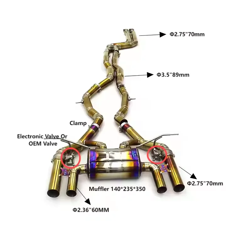 

Yookoing High Performance Valve Electronic Exhaust Rebound System For BMW M3 F80/F82 3.0T 2015-2019 Titanium Exhaust Pipe