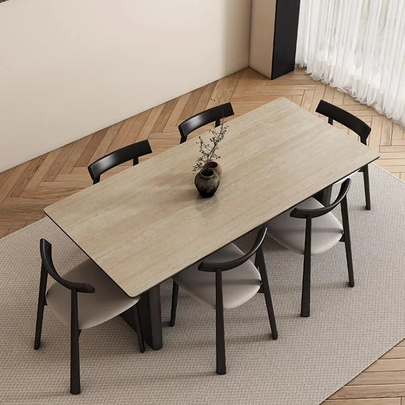 Combination Rectangular Dining Table European Center Restaurant Legs Metal Dining Table High Wood Mesas De Jantar Home Furniture