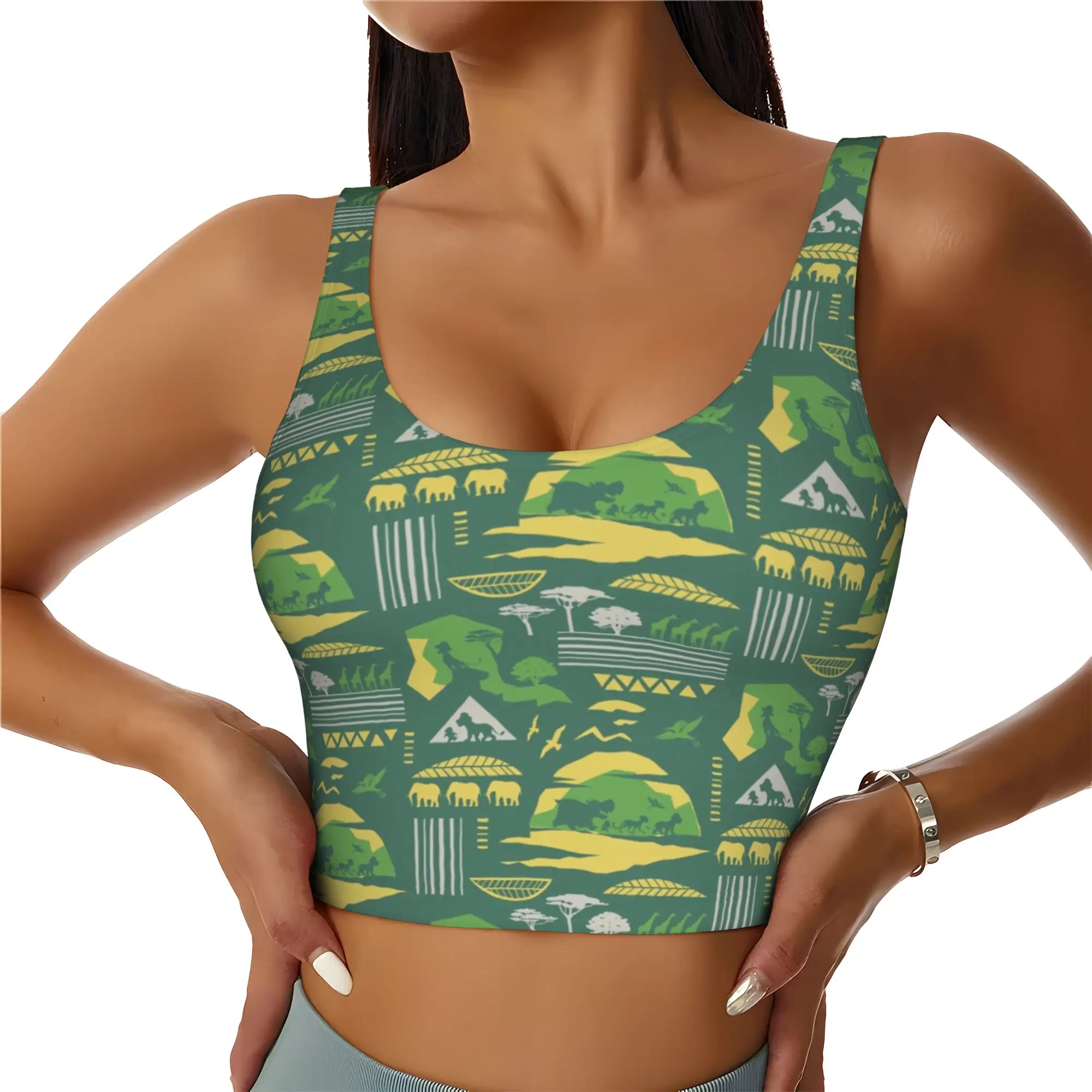 Custom Liones Anime Kinges Workout Crop Tank Tops Women's Seamless Hakuna Matata Simba Running Yoga Sports Bras