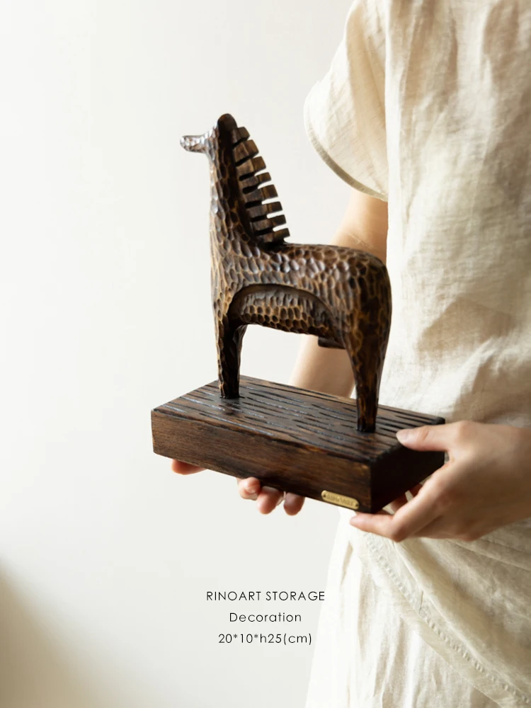 

Деревянная резная фигурка Rinoart ручной работы: Новогоднее украшение для рабочего стола, художественный декор, серия Bla Gold Label