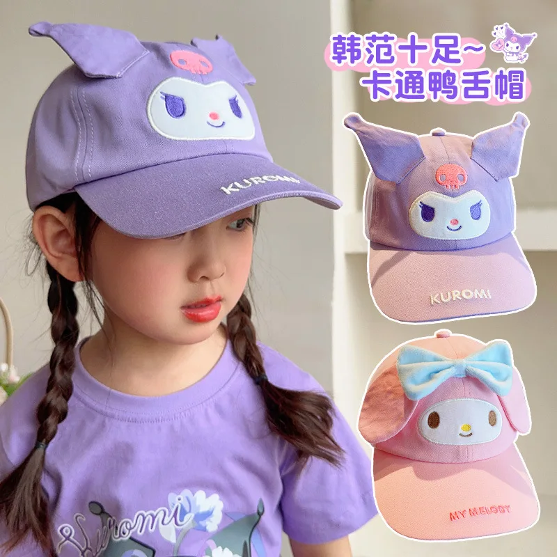 Children's Baseball Caps Kawaii Anime My Melody Kuromi Cinnamoroll Boys and Girls Sunscreen Sunshade Caps Outdoors Gift for Kid