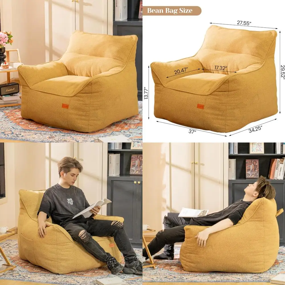 

Luxurious Tufted Armrest Bean Bag Sofa Chair - Plush Comfort for Relaxation