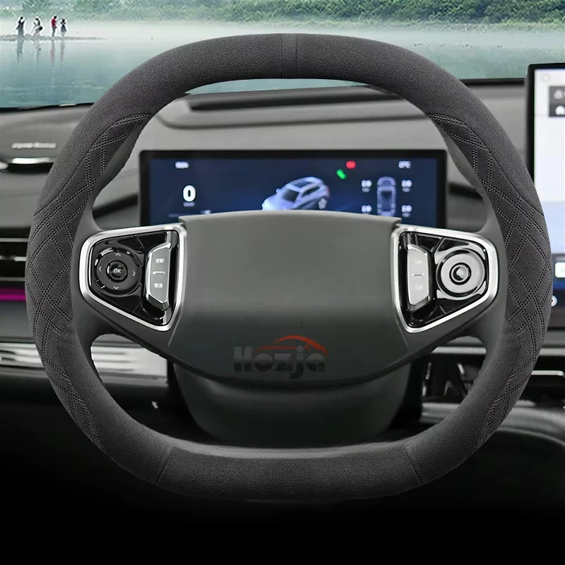 Suede Leather Car Steering Wheel Cover for KIA K4 GT-line K4 2024 2023 2025 Non-slip Car-styling Auto Accessories