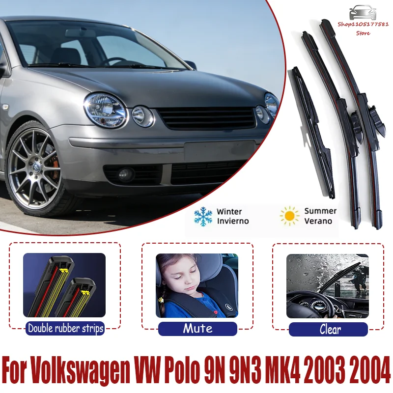 Front Rear Wiper Blades For Volkswagen VW Polo 9N 9N3 MK4 2003 2004 Accessories Windshield Windscreen Window Brushes 21