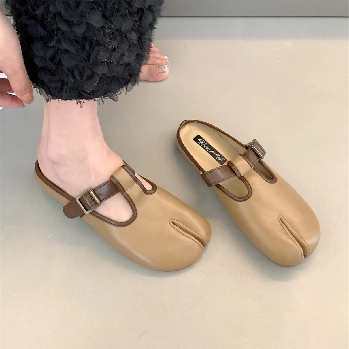 Bailamos Women Split Toe Slipper 2023 Brand Fashion Tabi Ninja Flats Casual Round To Vintage Slippers Ladies Leisure Mules Size