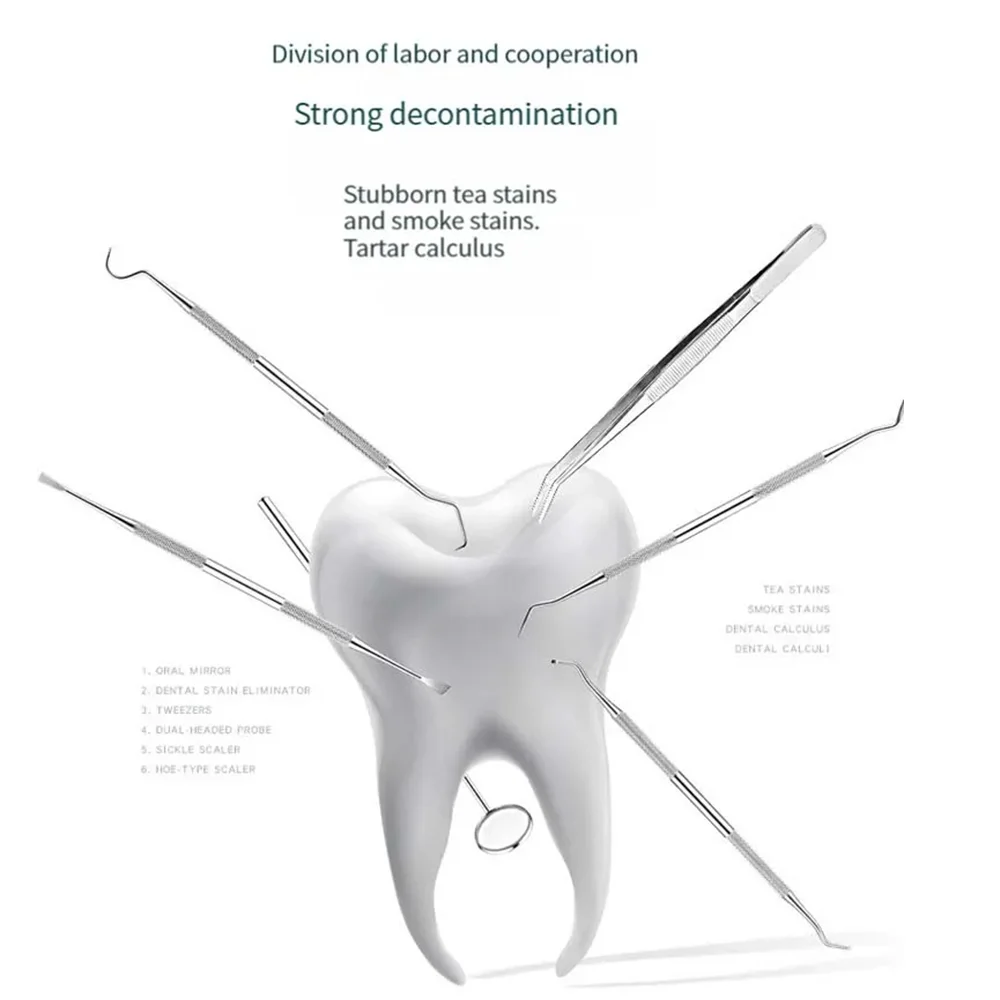 3-Piece Stainless Steel Dental Tool Set Tartar Remover Endoscope Cleaning Tooth Stains Tartar Interdental Pick Oral Care Tool