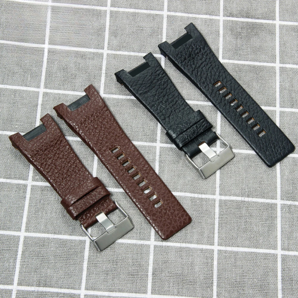 

High Quality Genuine Leather Watch Straps Mens Rugged real cowhide Wrist Band Fit Diesel Watch accessories 32mm Connector