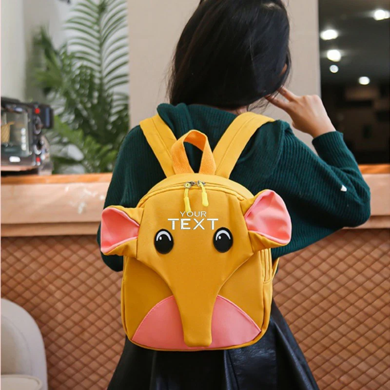 

New Embroidery Name Children's Kindergarten School Bag Cartoon Cute Elephant Backpack Children's Day Gift Bag