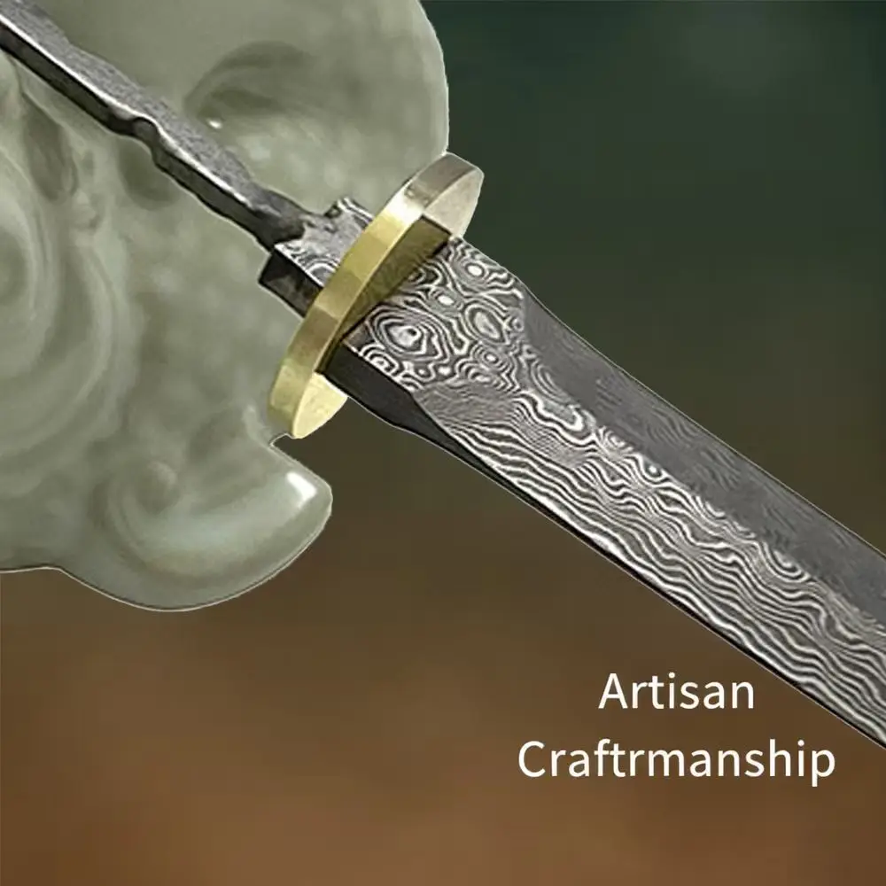 Damascus Steel Tea Knife Blank, Tea Sword Blank & Tea Shovel Blank - Large Straight Blade Blanks for DIY Crafting view 8
