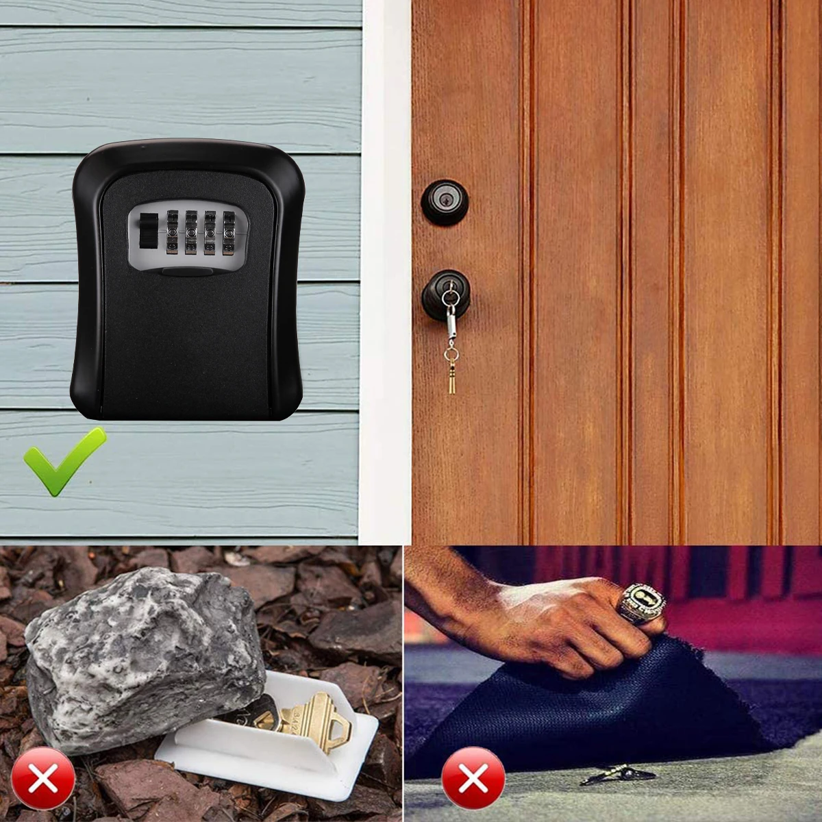 Lock Key Storage Box Wall Mount Outdoor Lock Box 4 Digit Combination Password Key Waterproof Holder for Home Office Key Storage