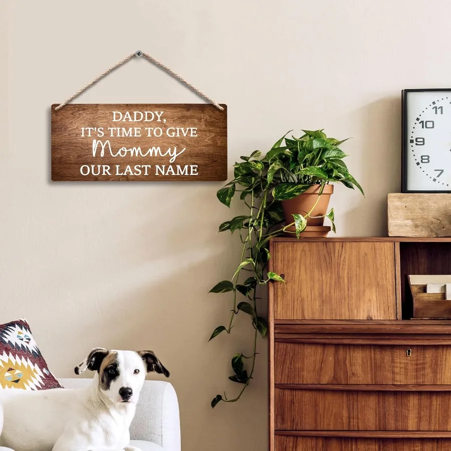 الأب حان الوقت لإعطاء الأم لدينا آخر لي الزفاف علامات خشبية معلقة 12x6 آخر لي علامات لحامل خاتم الزفاف علامة WeddingSi