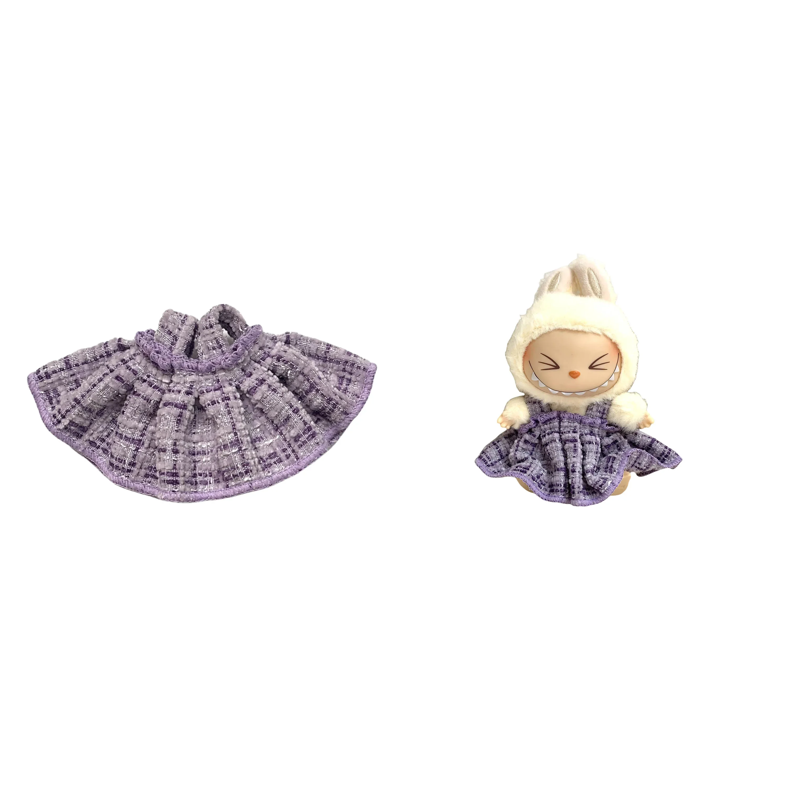 Clothes for Labubu  For Doll Clothes Set V1 V2 Doll Clothing Accessories purple Simple Fragrant Skirt & Hat Outfit