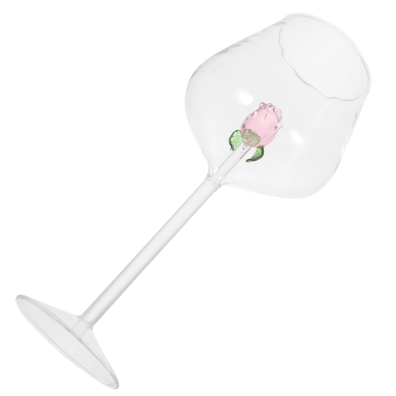 

1Pcs Elegant Rose Crystal Wine Glass European Style Goblet Stable Non Slip Decorative Glass Perfect for Home Office Restaurant