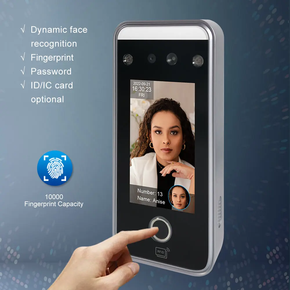 Linux OS 4.3 Inch Wifi TCP/IP Fingerprint Face Recognition Night Vision Access Control Time Attendance System