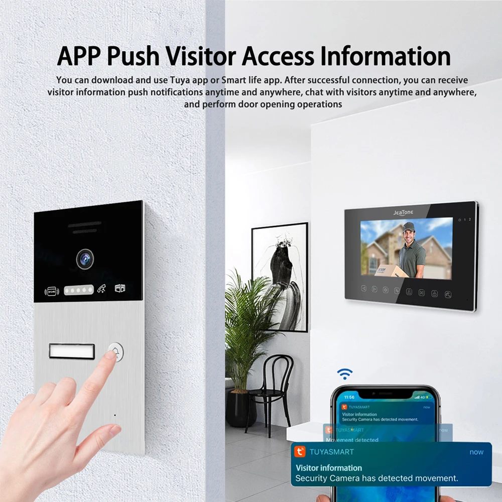 Imagem -02 - Polegada Tuya Aplicativo Inteligente 1080p Vídeo Porteiro sem Fio Wifi 14 Famílias Cartão Rfic Campainha Interfone Villa Porteiro 7