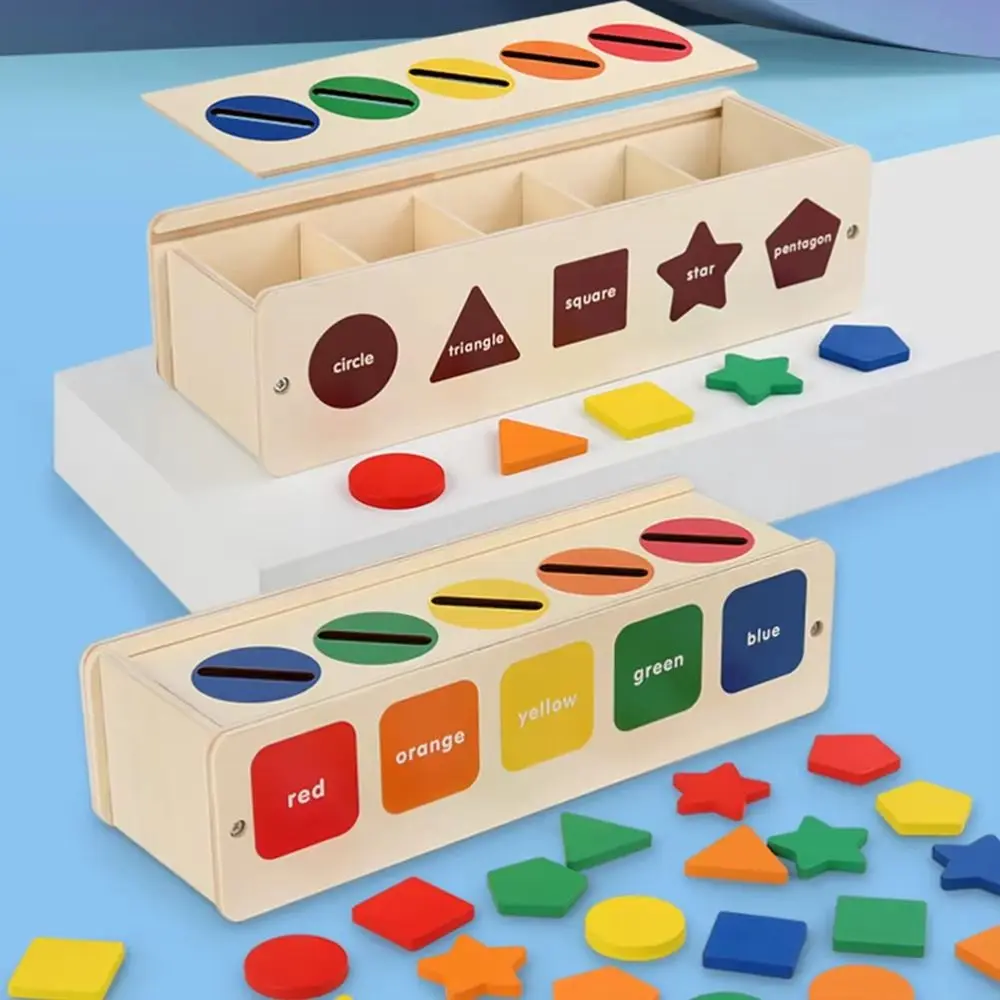 Cognizione geometrica Scatola di smistamento di forme in legno Puzzle Educazione precoce Forma e colore Ordinamento Giocattolo Montessori Multicolor
