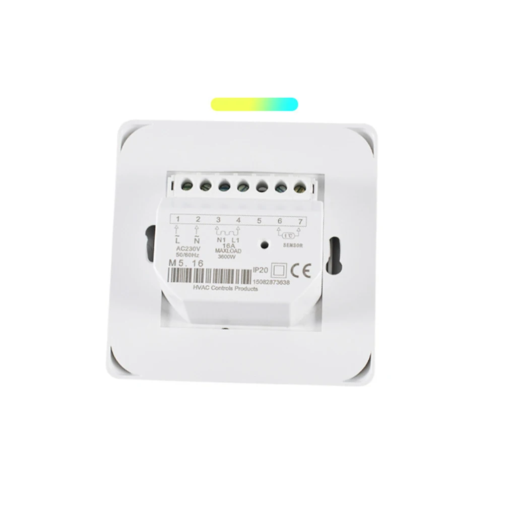 

16A Electric Floor Heating Sensor Temperature Controller Room Thermostat with Manual Knob LED Indicator White Room Thermostat