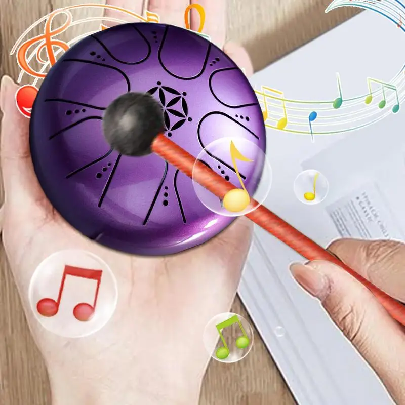 Rain Drum Instrument 5 Inches 8 Tones Hand Drums Instrument for Beginner  Steel Tongue Drum Mini Hand Pan Drums with Drumsticks