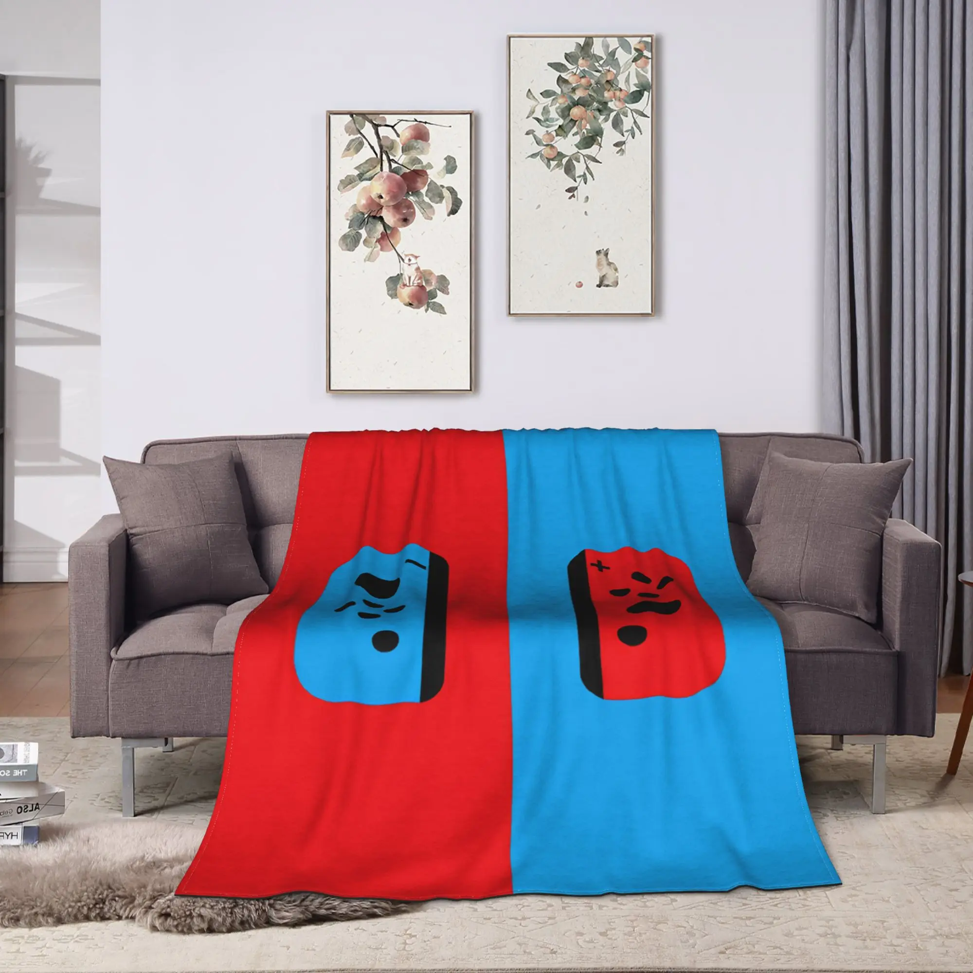 Games Console Flannel Blanket Spring 2D Flat Cartoon Warm Soft Throw Blanket for Boy Girl Bedroom Bedspread Sofa Bed Cover