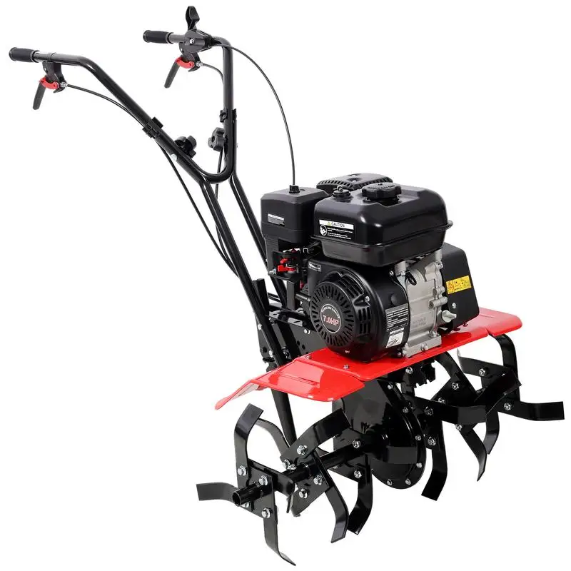 Motozappa per carichi pesanti, motore a gas da 7 HP, 212 CC, 6 pale, coltivatore largo 32,5", profondità 10" per la preparazione del terreno da giardino, perfetta