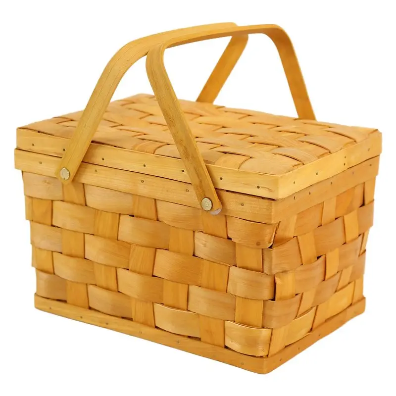 Panier de pique-nique style français BHBD – Paniers à pain, boîte de rangement pour la randonnée, décoration de table à gâteaux, photographie culinaire