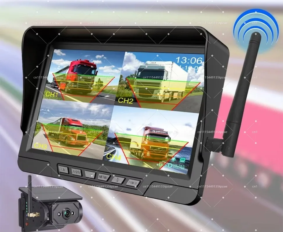 10 Inch IPS Vehicle Reversing Monitor Octa Channel AHD720 DVR Recorder With Wireless Magnetic Solar Camera