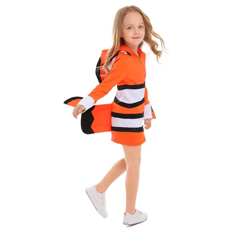 

Kids Girls Halloween Clownfish Cosplay Costume Halloween Party Children Cosplay Costume Ocean Themed Performance Costumes