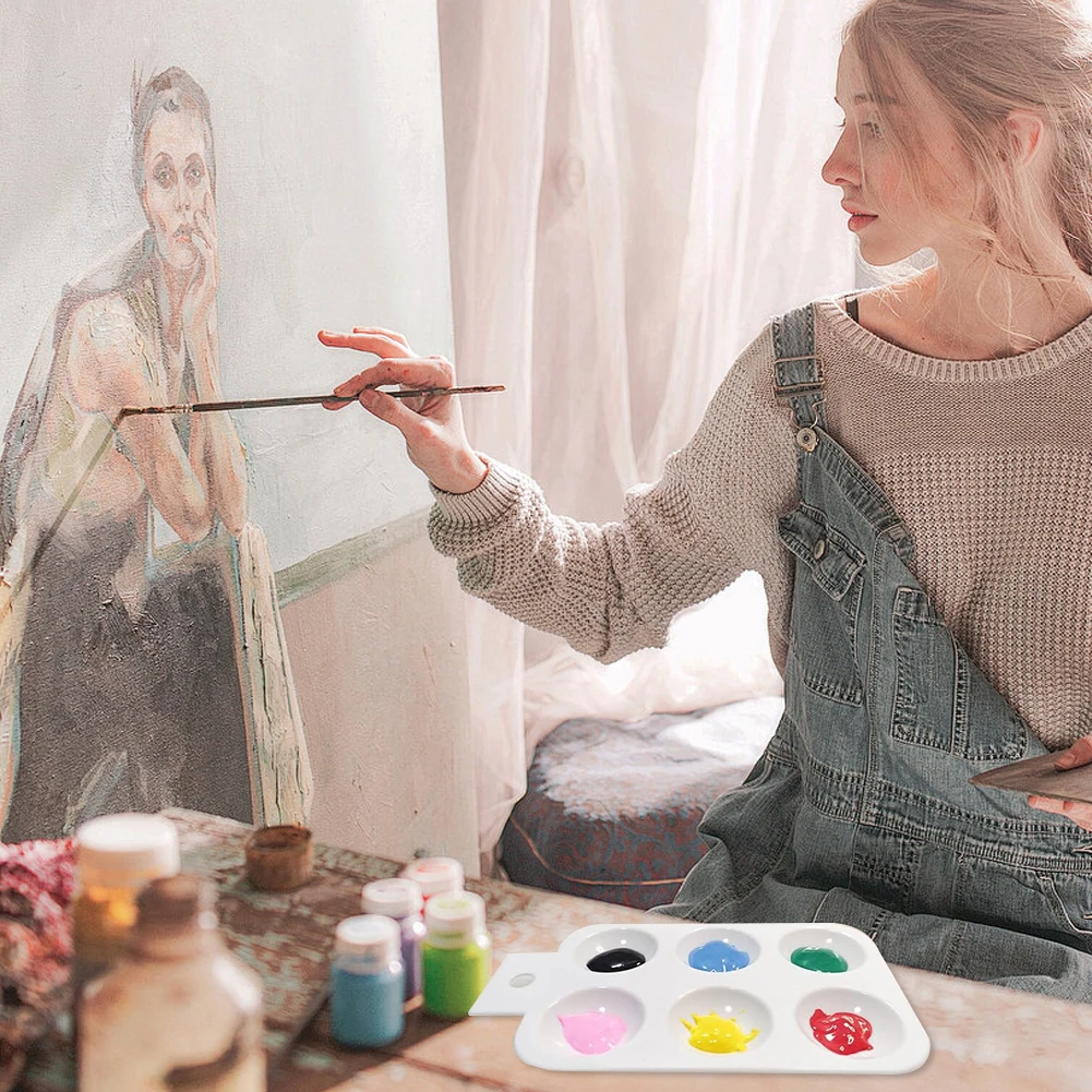 

24pcs Paint Tray Palettes with Hanging Hole Watercolor Palettes 6 Well Paint Palettes for Kids on School Project Or Art Class