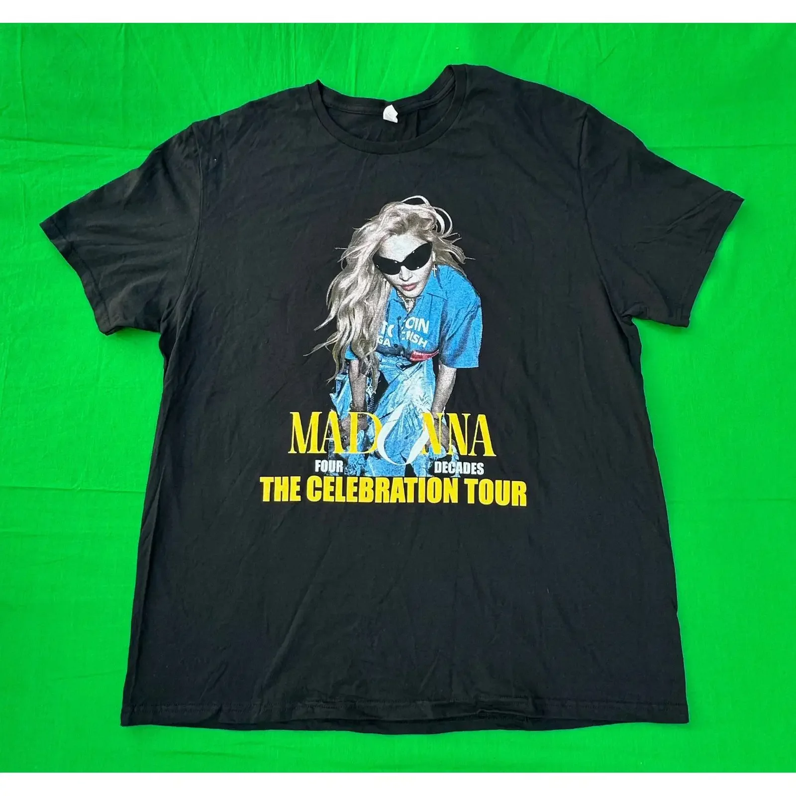 Camiseta de Doble Cara para Hombre de la Gira THE CELEBRATION de Madonna Four Decades, Talla XL, Estilo Vintage Lavado, Ligeramente Unisex