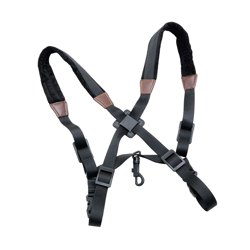 Saxophone Strap,Universal Double Shoulder Leather Strap For Sax, Adjustable Padded Harness Strap For Baritone Tenor Alto image 3