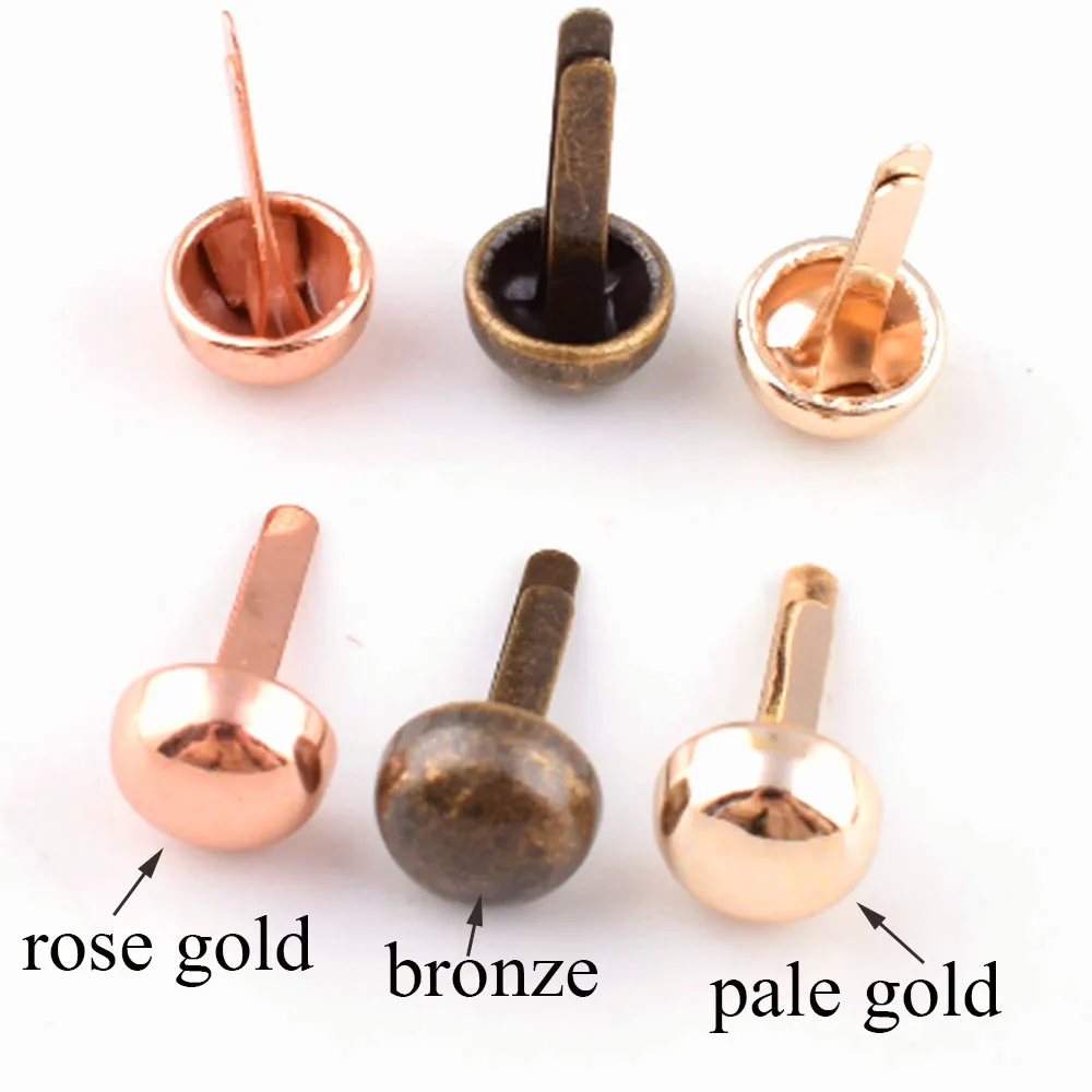 50pcs Purse Feet Rivets Studs Round Brads Rose Gold  Fasteners  for DIY Purse Handbag Leather Crafts Punk Diy Bag Accessories