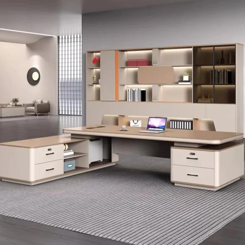 L Shape High Quality Office Desk Manager Work Modern Bookshelf Office Desk Chair Luxury Organizer Metal Escritorio Furniture