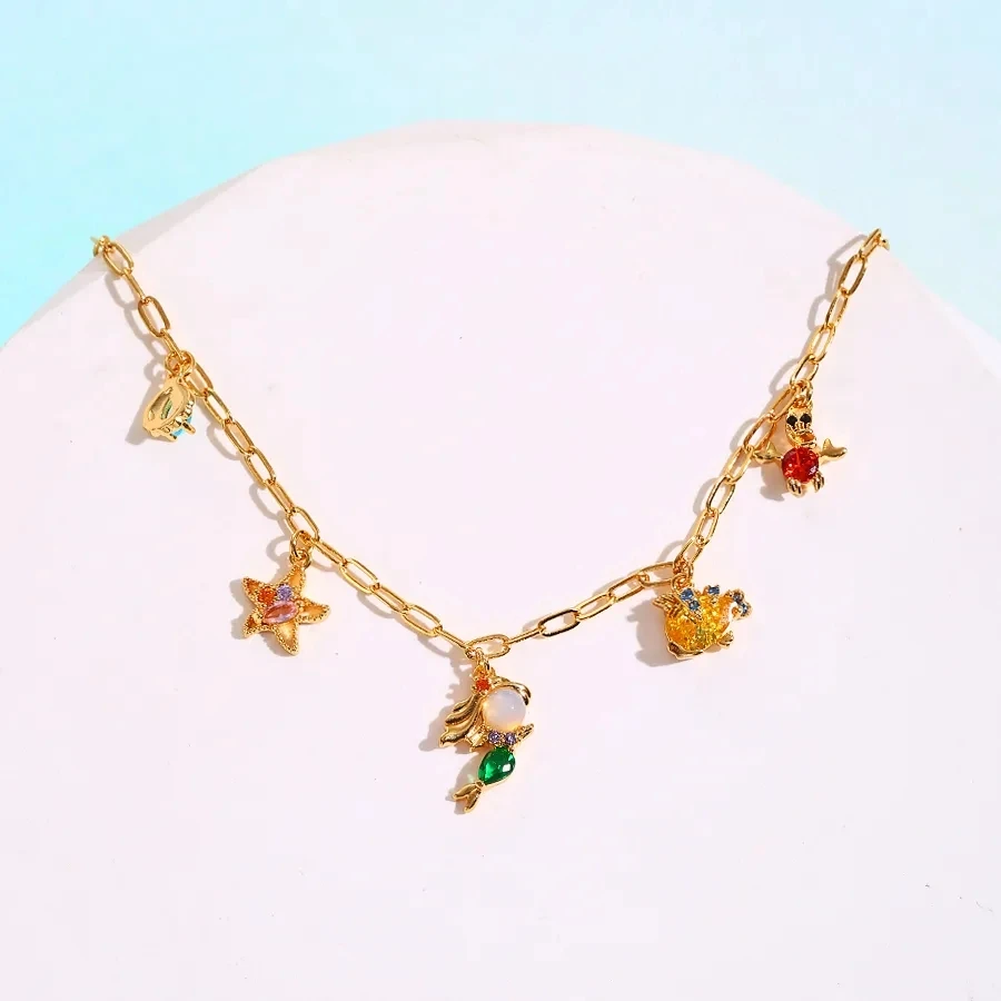 MIGGA Fairy Tales Cubic Zircon Charms Bracelet Chain Gold Color Plated Copper Jewelry for Women