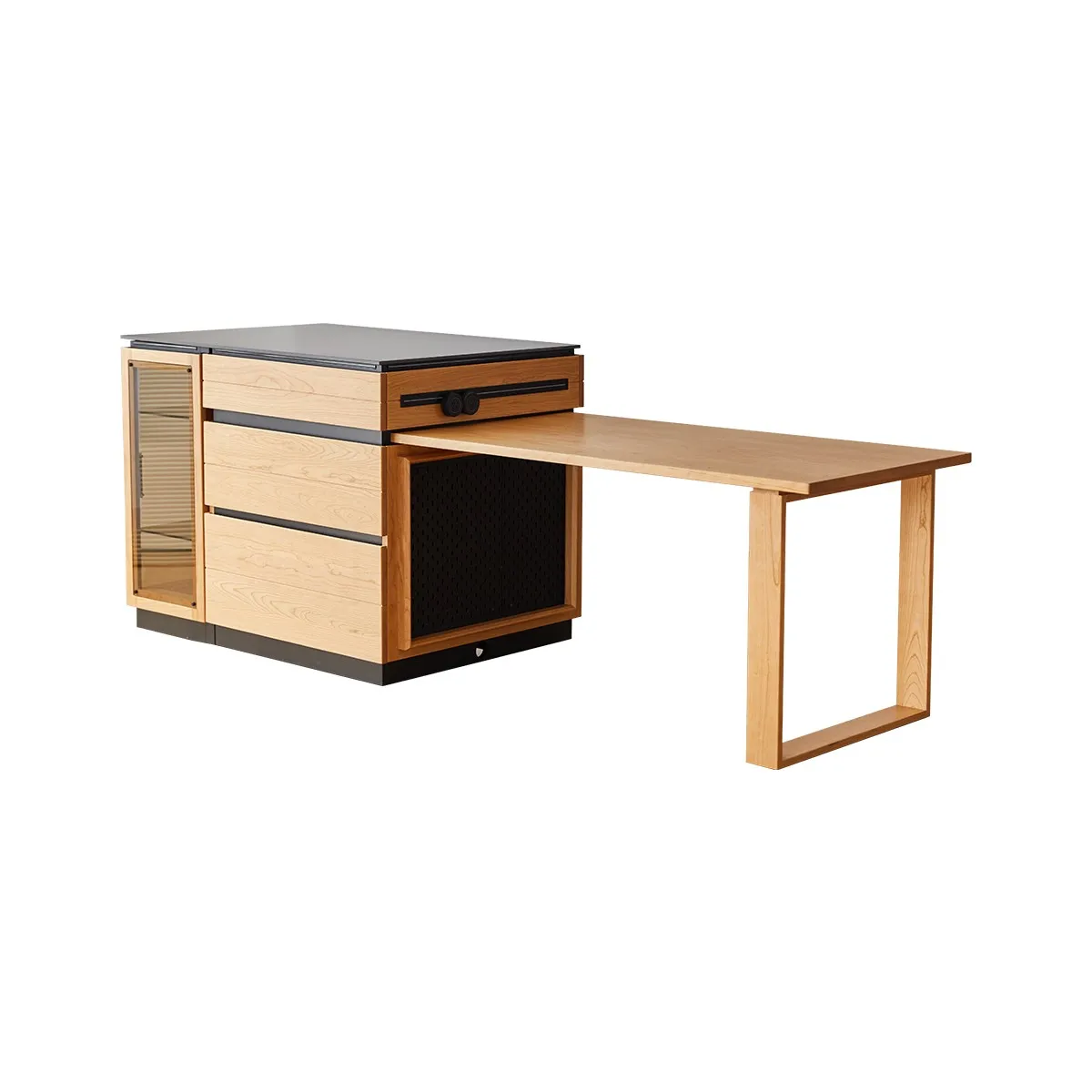 Solid wood island table retractable small apartment open integrated bar cabinet rock locker