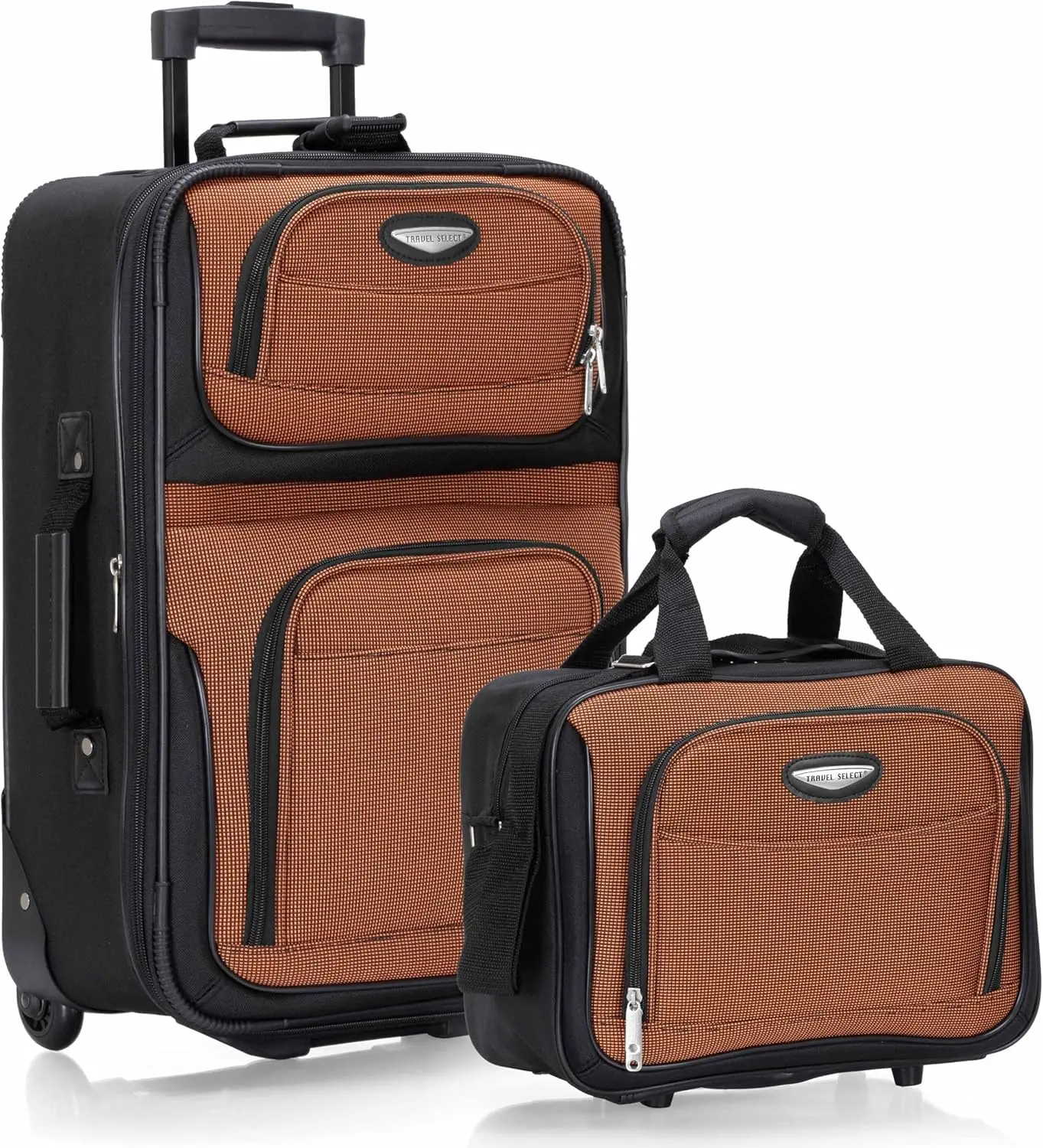 

Expandable Softside Luggage Set with Rolling Wheels, Orange 2-Piece (15/21) for Travel