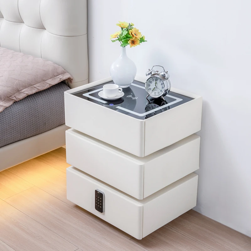 Kawaii White Nightstand Lights Modern Small Apartment Bedside Table Wireless Charger Mesa Cabeceira Inteligente Luxury Furniture