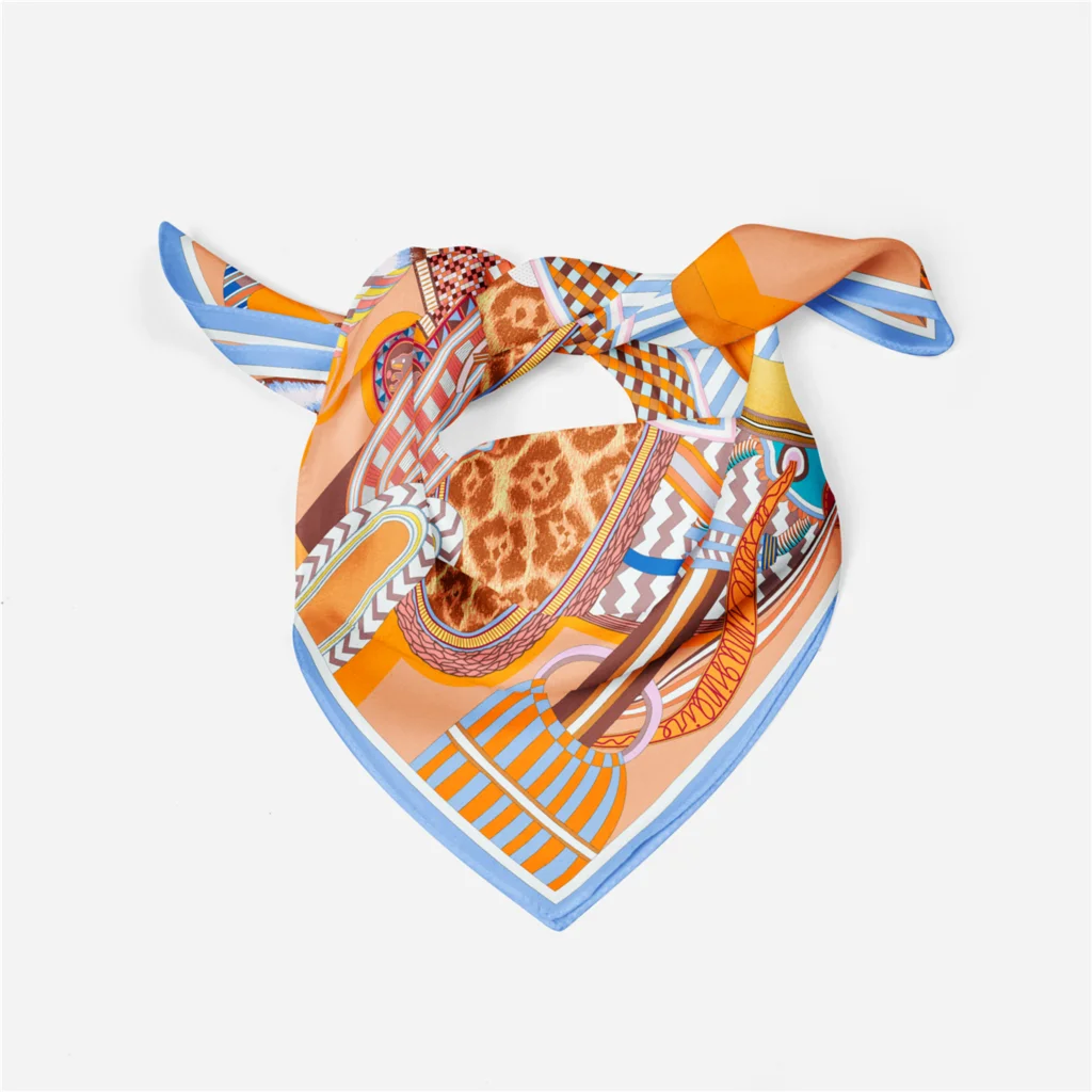 53cm Design Wunderschöne Sattel Marke Platz Schal Frau Neue Silk Schal Frauen Bandana Luxus Stirnband Hijab Foulard Halstuch – Detail 21