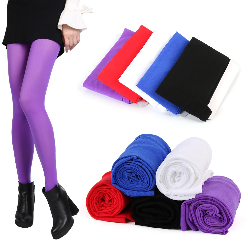 Sexy Candy Color Women 120D Opaque Footed Tights Pantyhose Thick Tights Stockings Women Fashion Tights Pantyhose Plus Size image 4