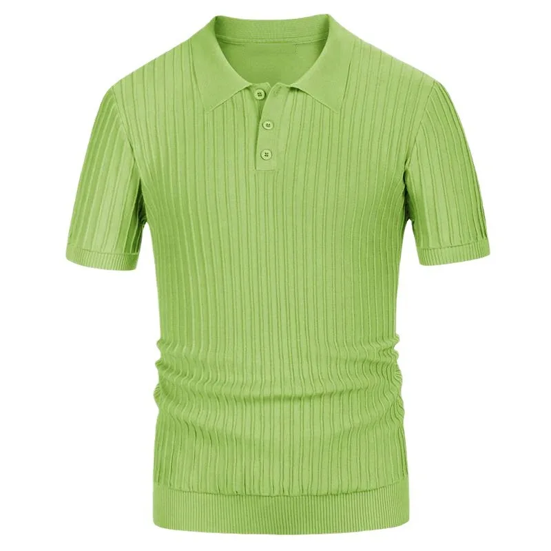 Polo à Manches Courtes pour Homme, en Viscose, artificiel astique, Rayé, Décontracté, de Qualité, Collection Été